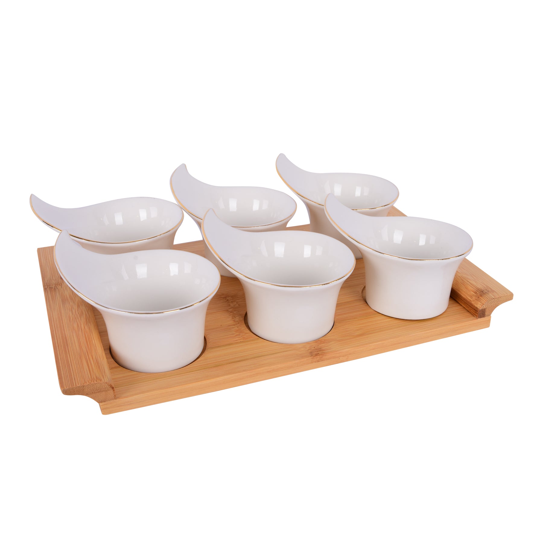 6 Pcs Serving set with tray, White
