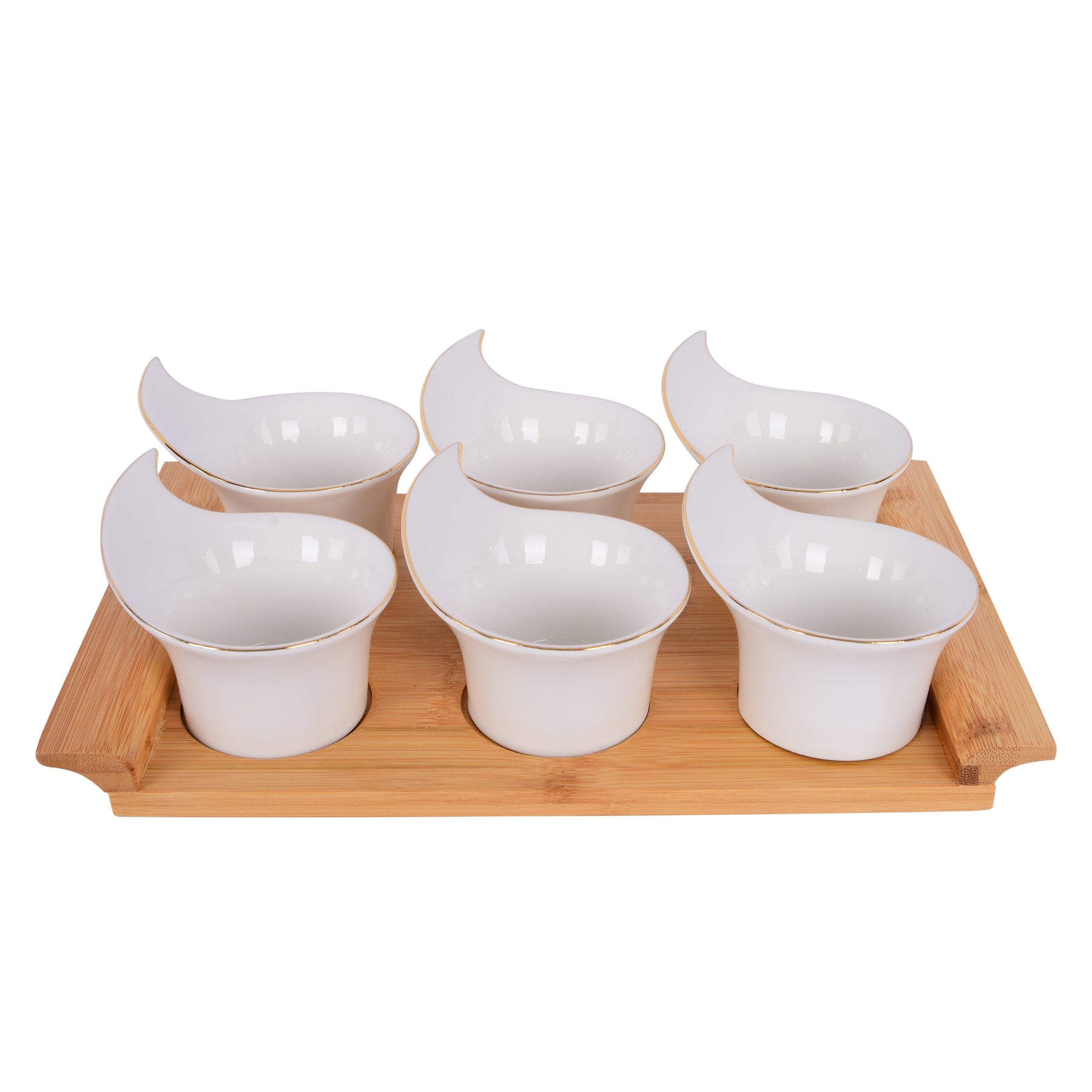 6 Pcs Serving set with tray, White