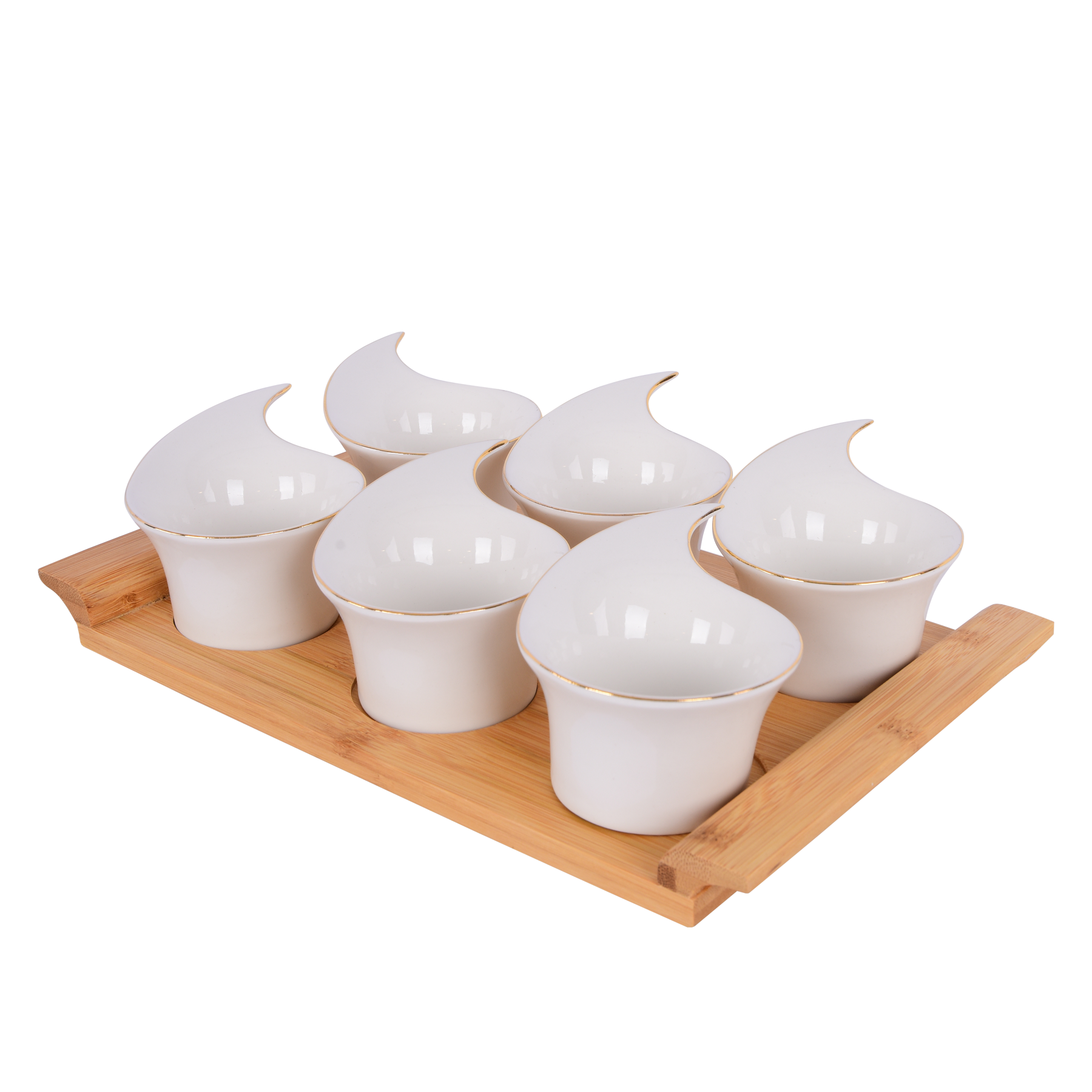 6 Pcs Serving set with tray, White