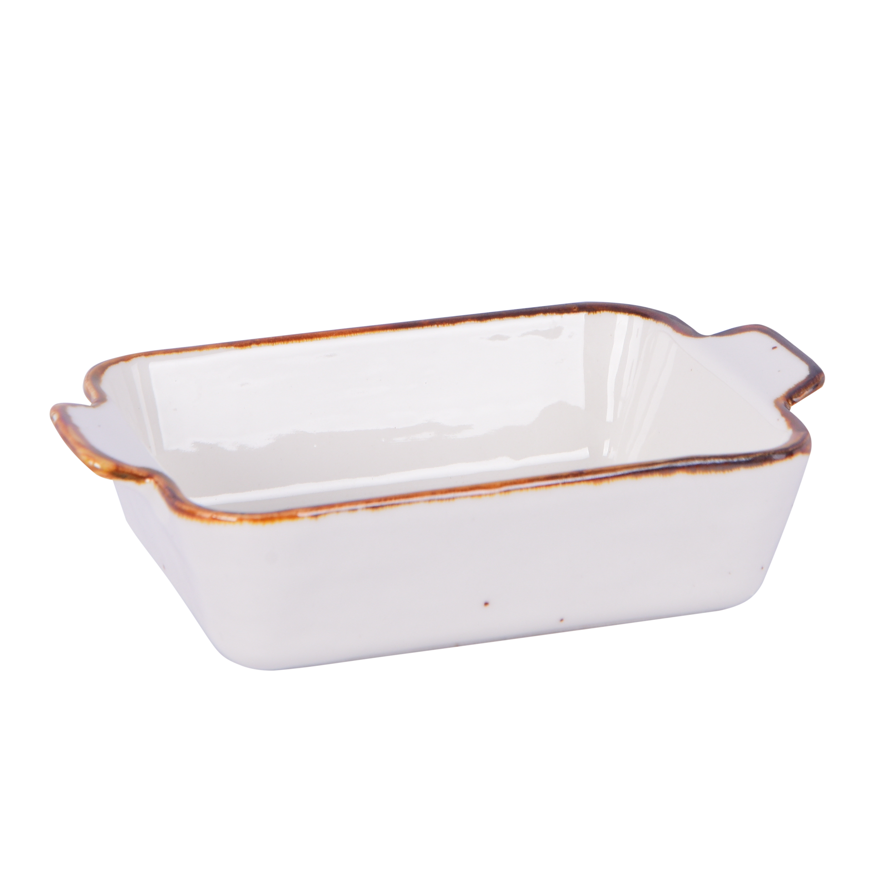 Rectangular dish with handles, White