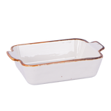 Rectangular dish with handles, White