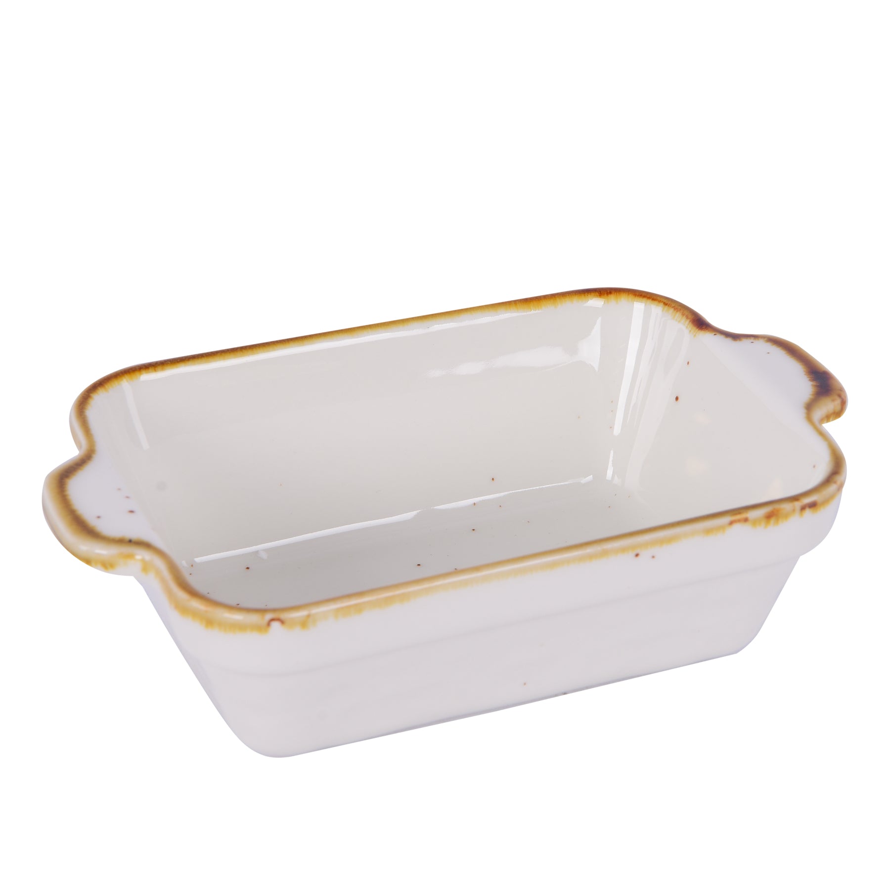 Rectangular plate with handles, White