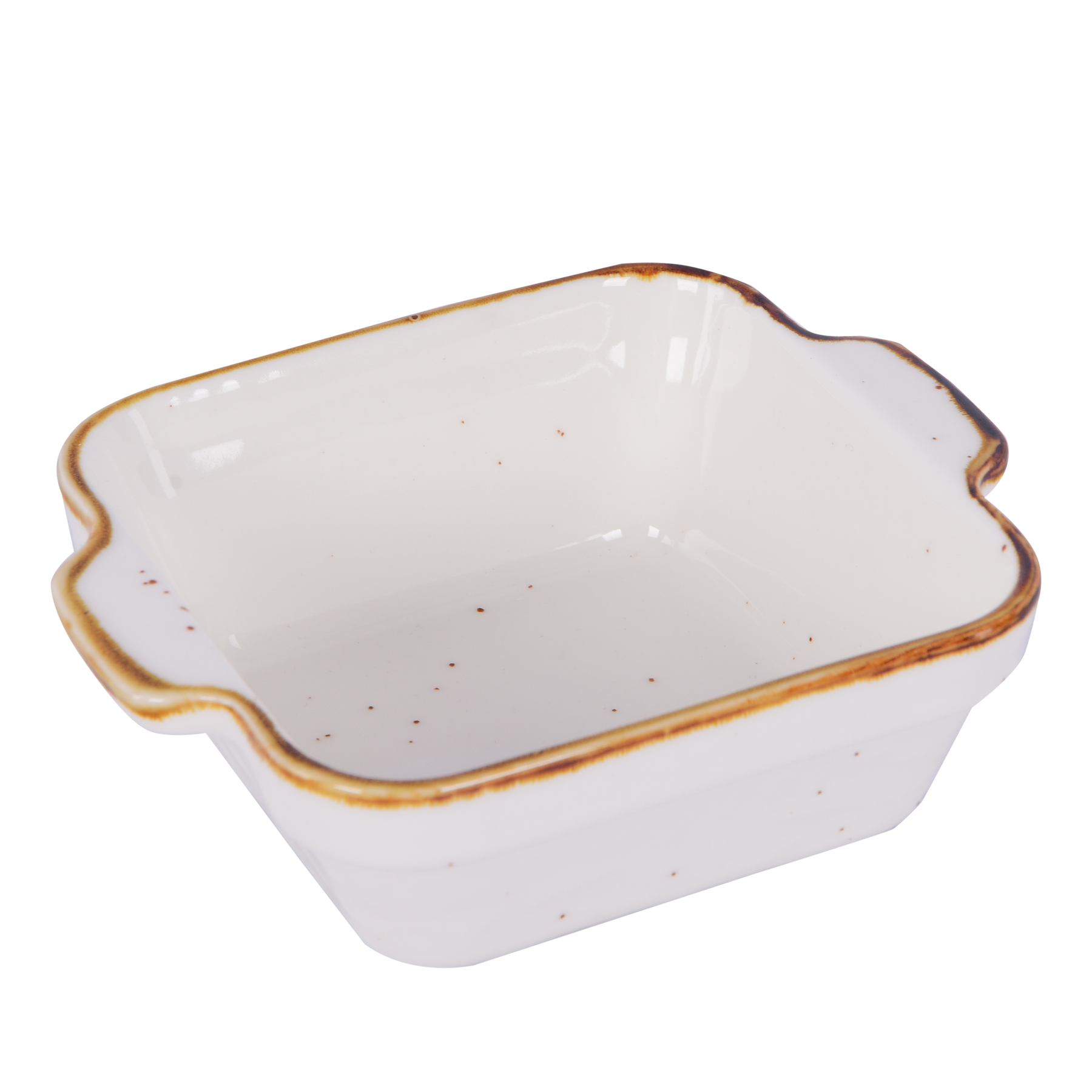 Square Plate with handles, White