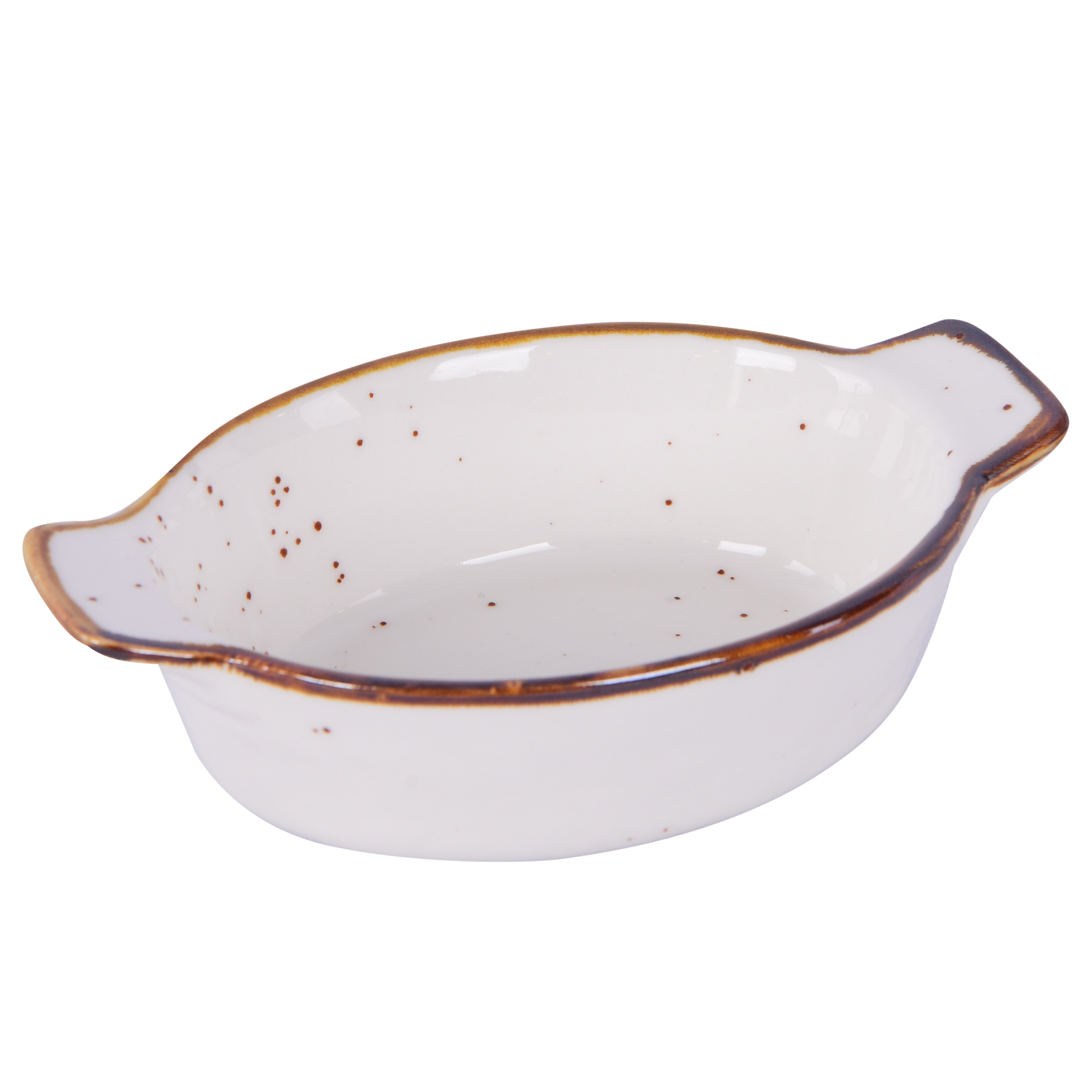 Round dish with handles, White