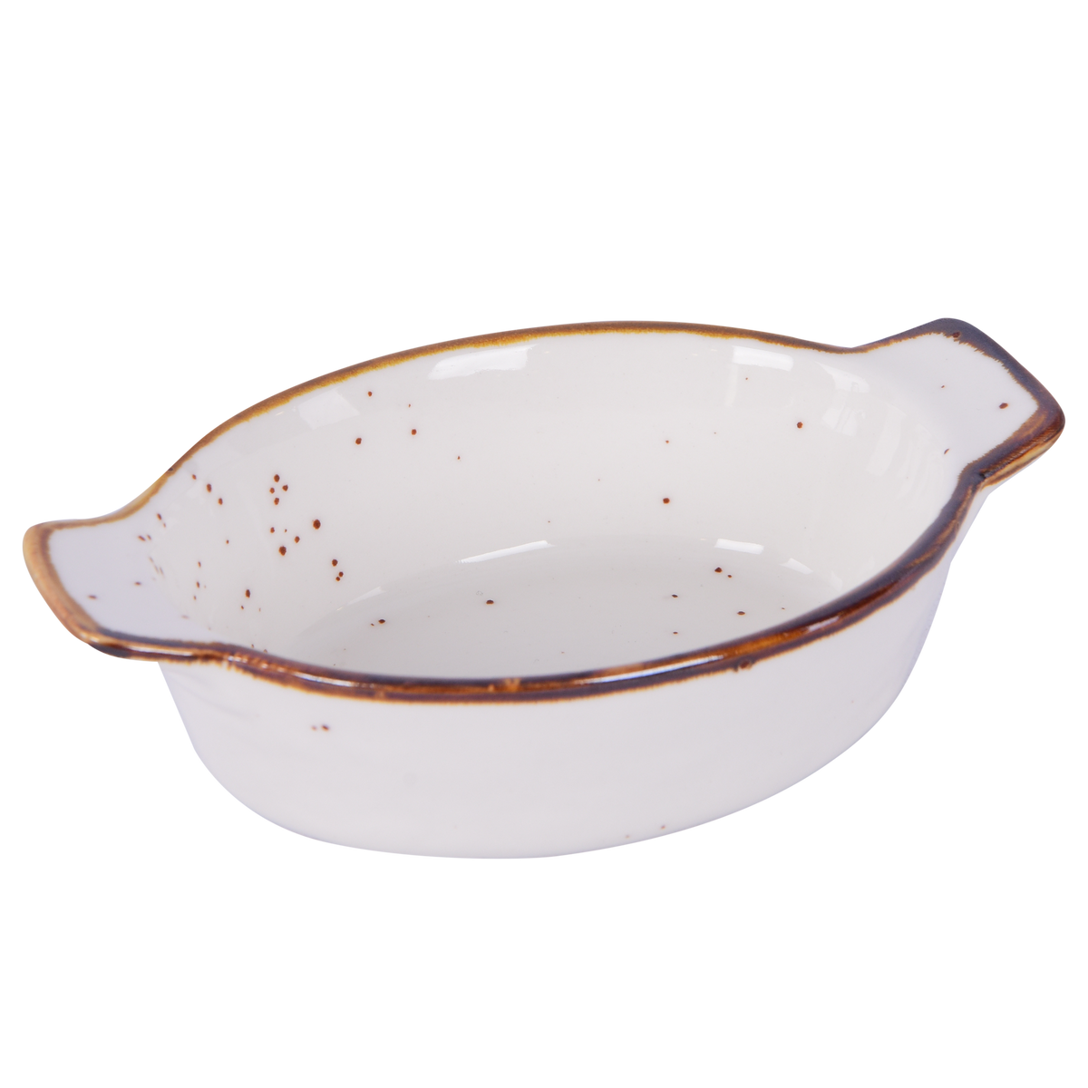 Round dish with handles, White
