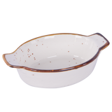 Round dish with handles, White