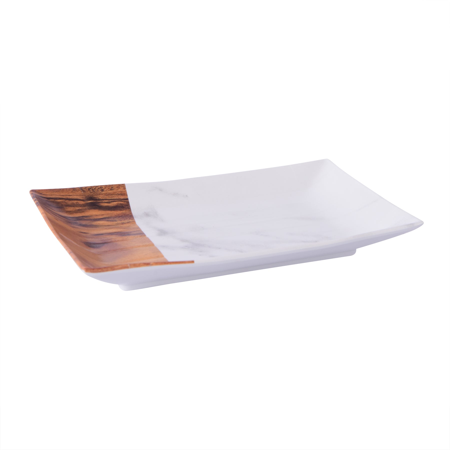 Rectangle Plate - Marble with Brown