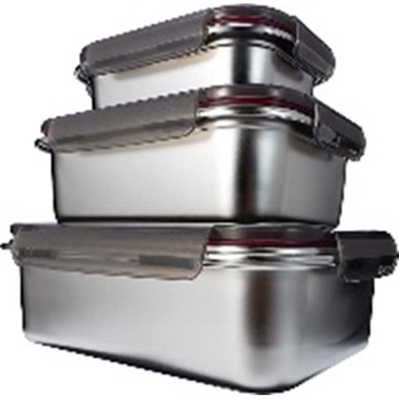 20035103 3Pcs Stainless Steel Container Set - Silver