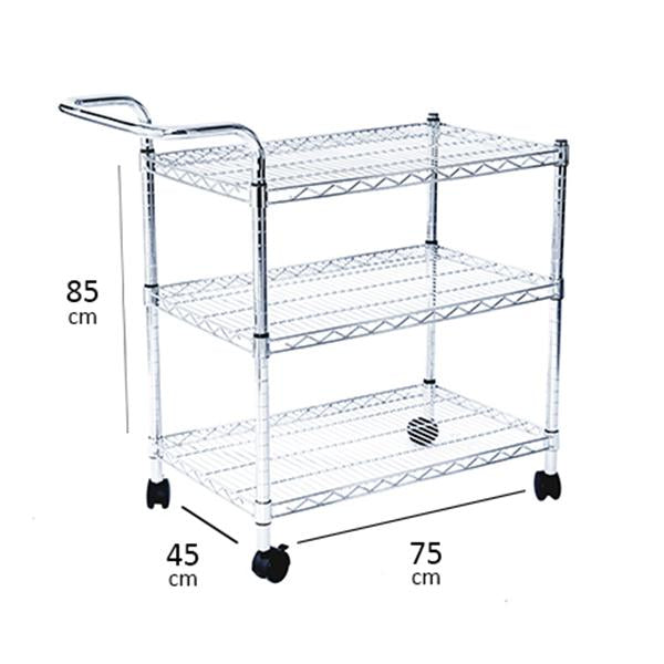 Wire shelf with Trolley 3-Tiers