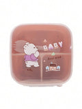 Square Lunch Box 3-Division Plastic - Pink