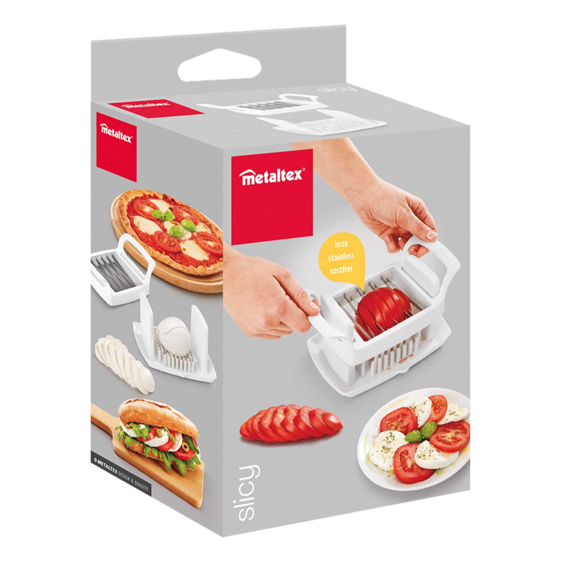 Tomato Slicer with Base, White