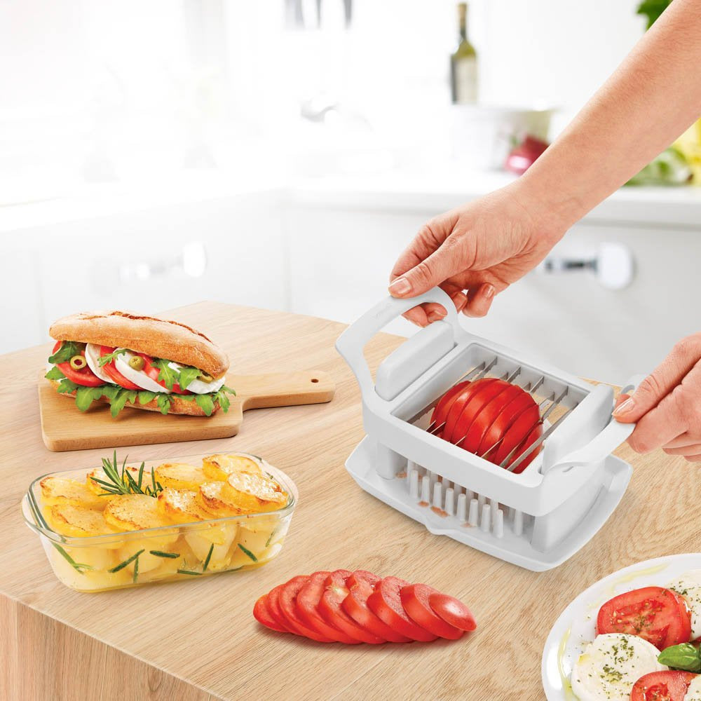 Tomato Slicer with Base, White