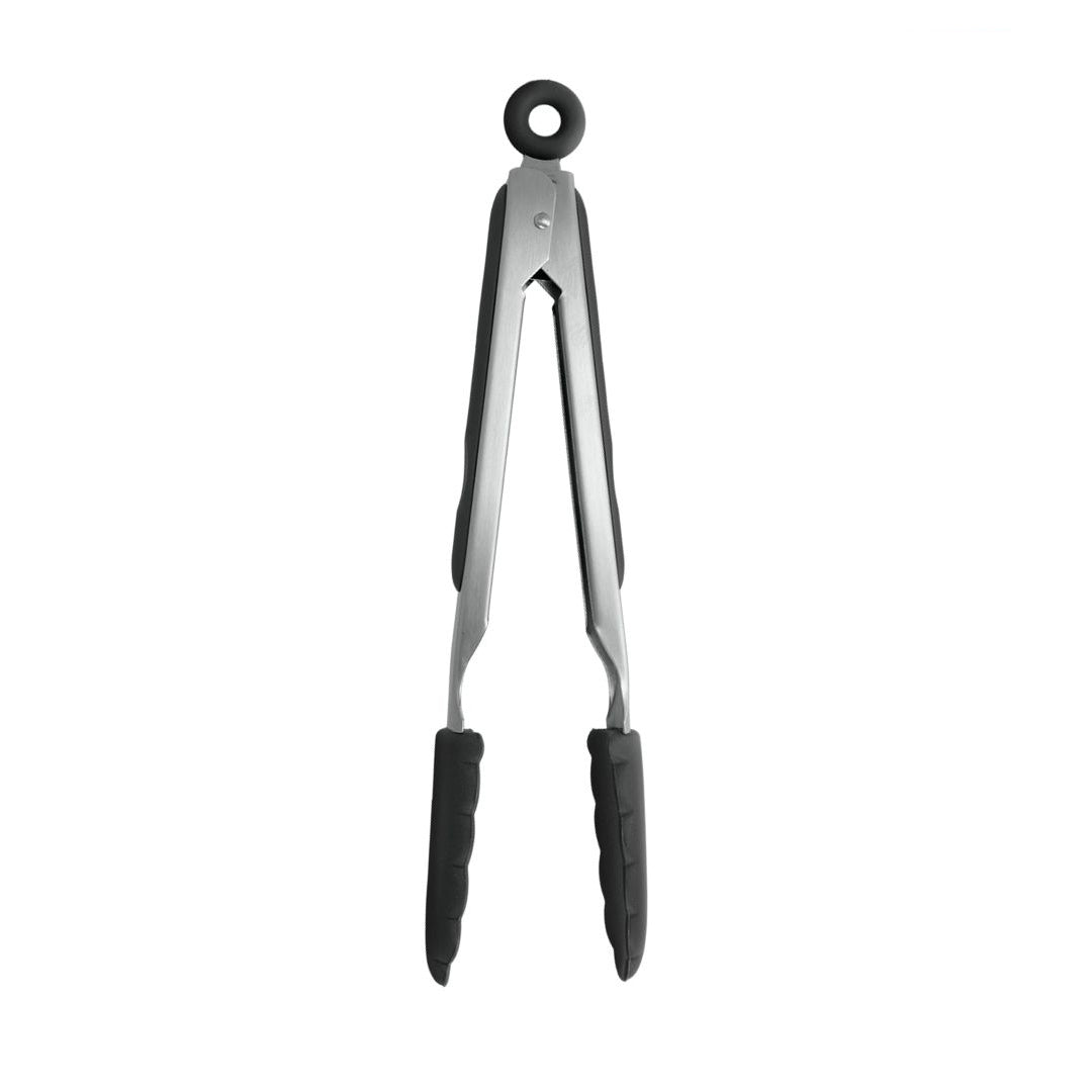 Silicone serving tongs , Silver