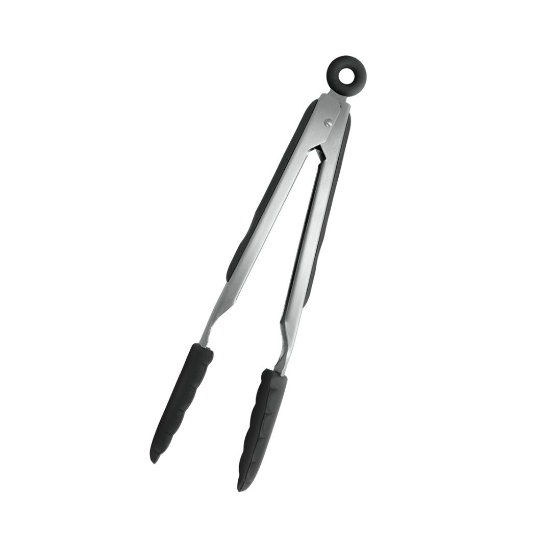 Silicone serving tongs , Silver