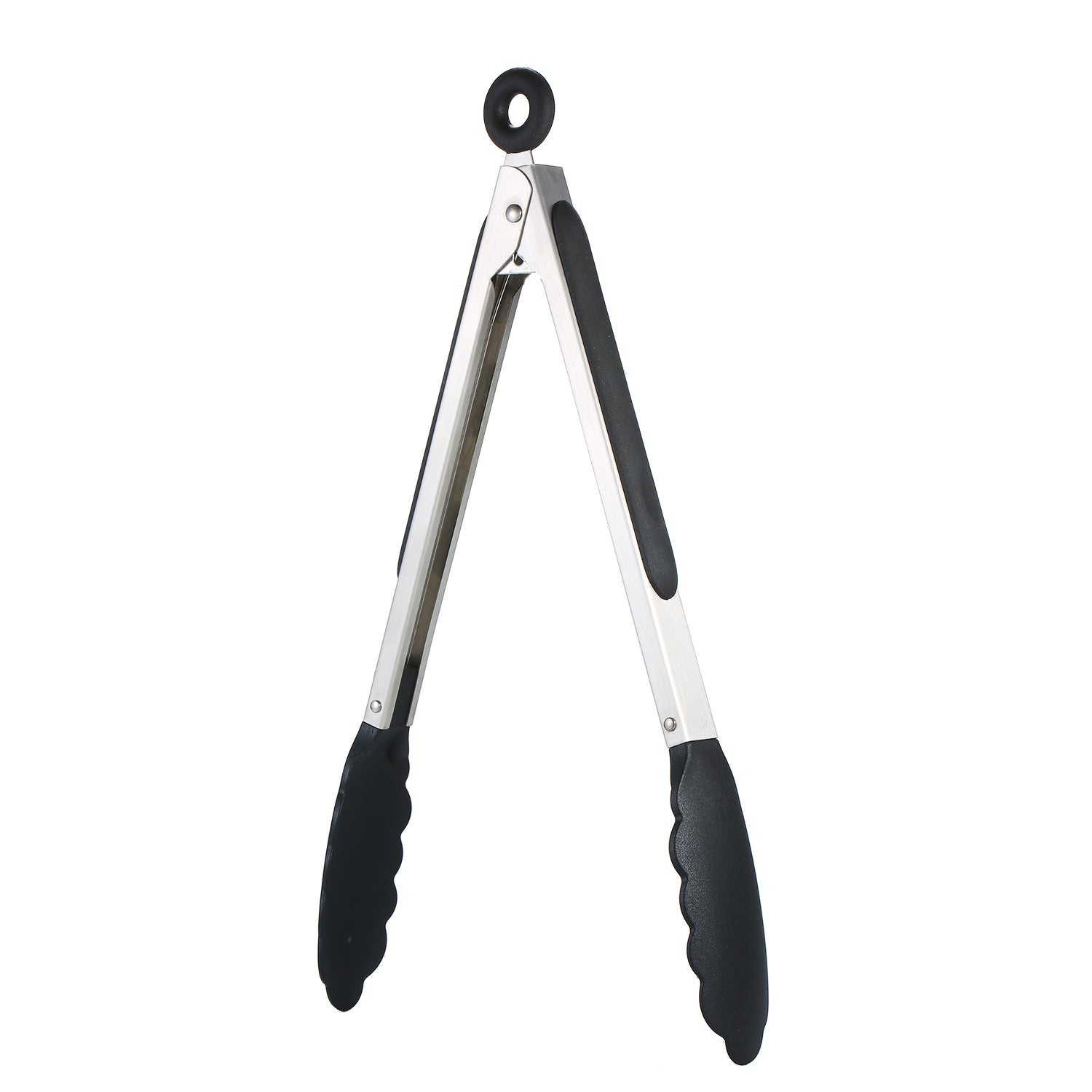 Silicone serving tongs , Silver
