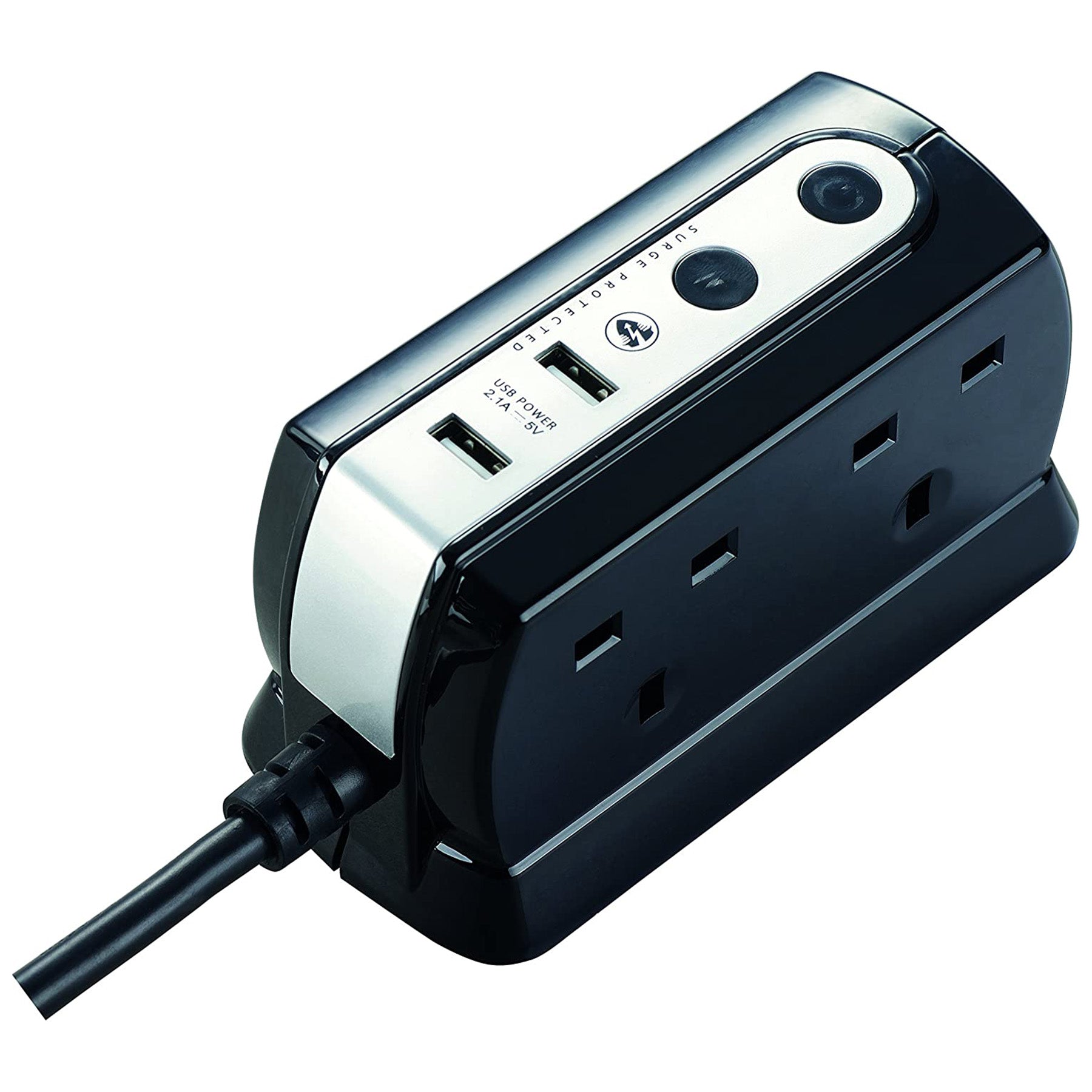 Electrical extension with 4 sockets & 2 USB , Black Color