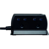 Electrical extension with 4 sockets & 2 USB , Black Color