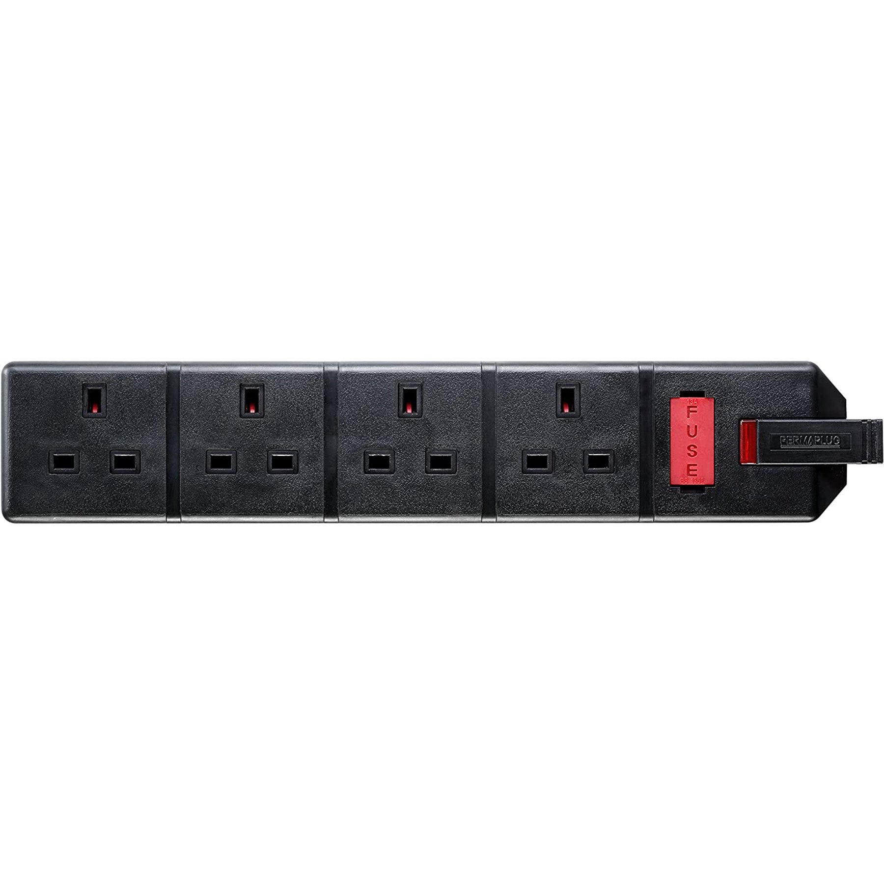 Electrical extension with 4 sockets , Black Color