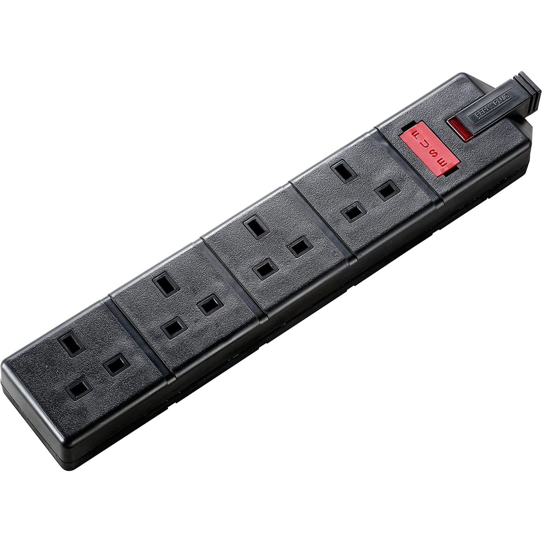 Electrical extension with 4 sockets , Black Color