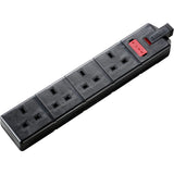 Electrical extension with 4 sockets , Black Color