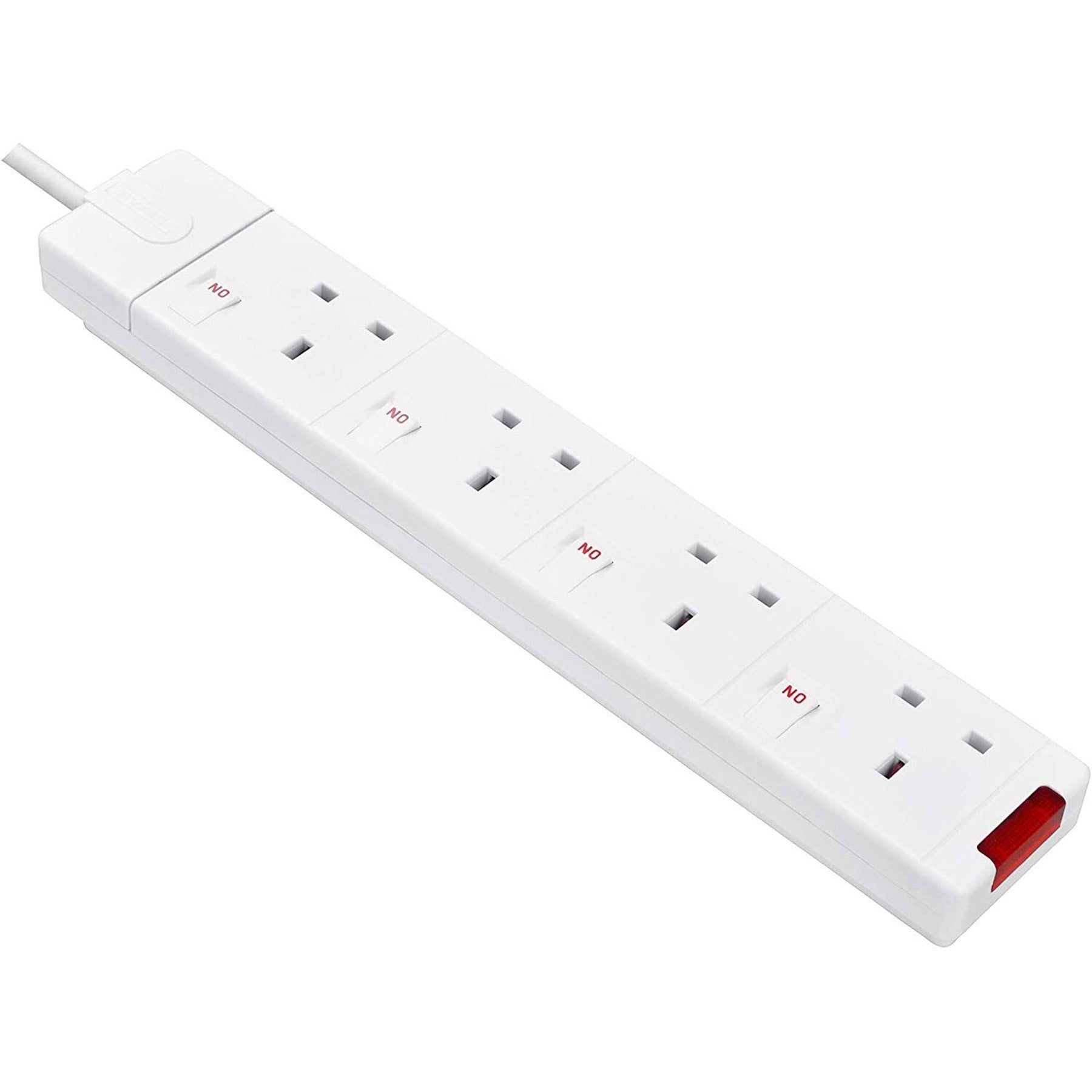 Electrical extension with 4 sockets , White Color