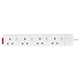 Electrical extension with 4 sockets , White Color