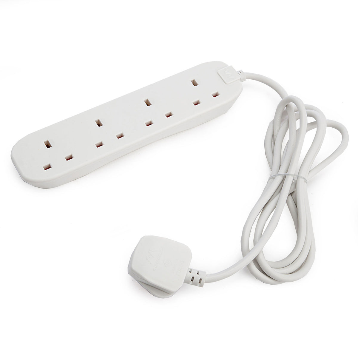 Electrical extension with 4 sockets , White Color