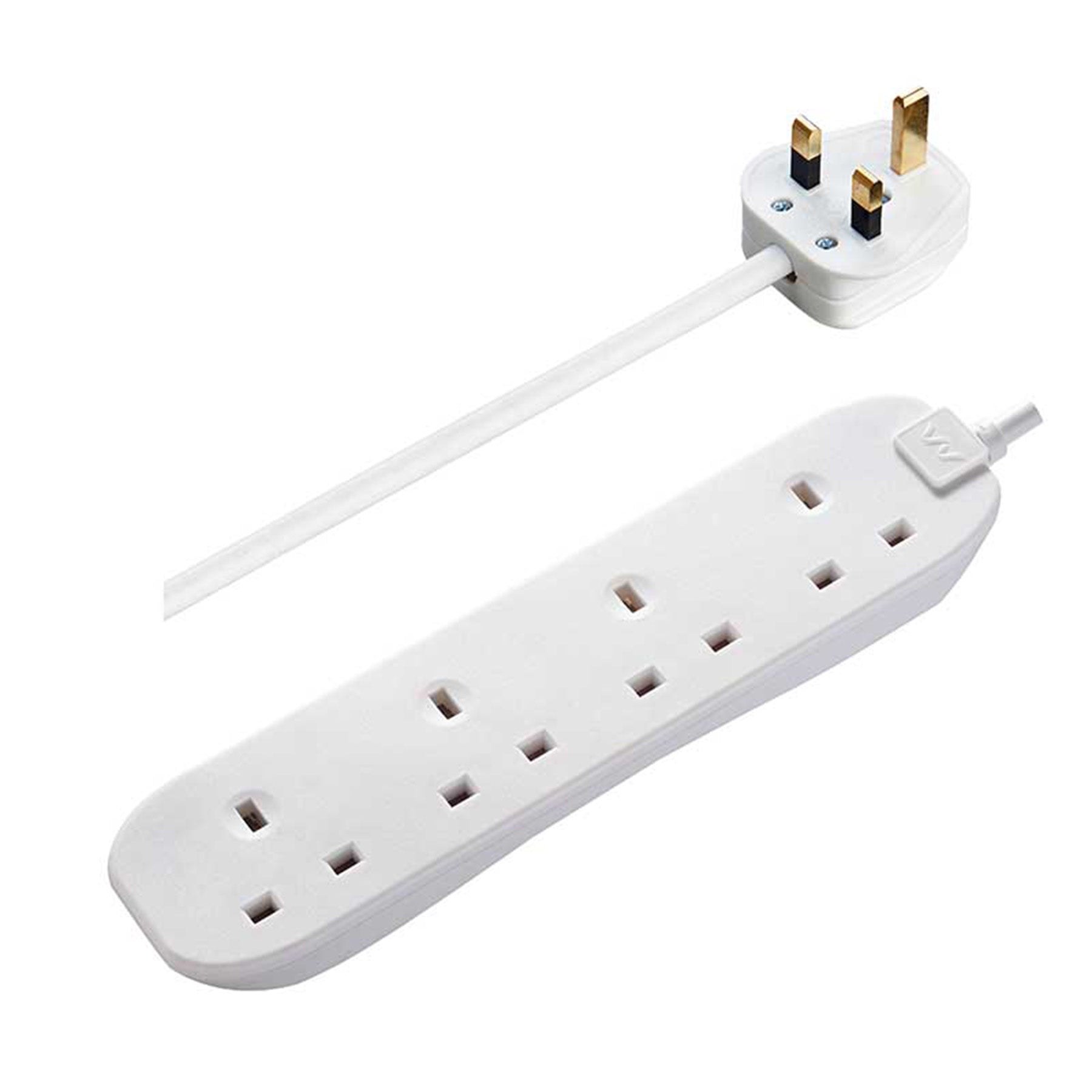 Electrical extension with 4 sockets , White Color