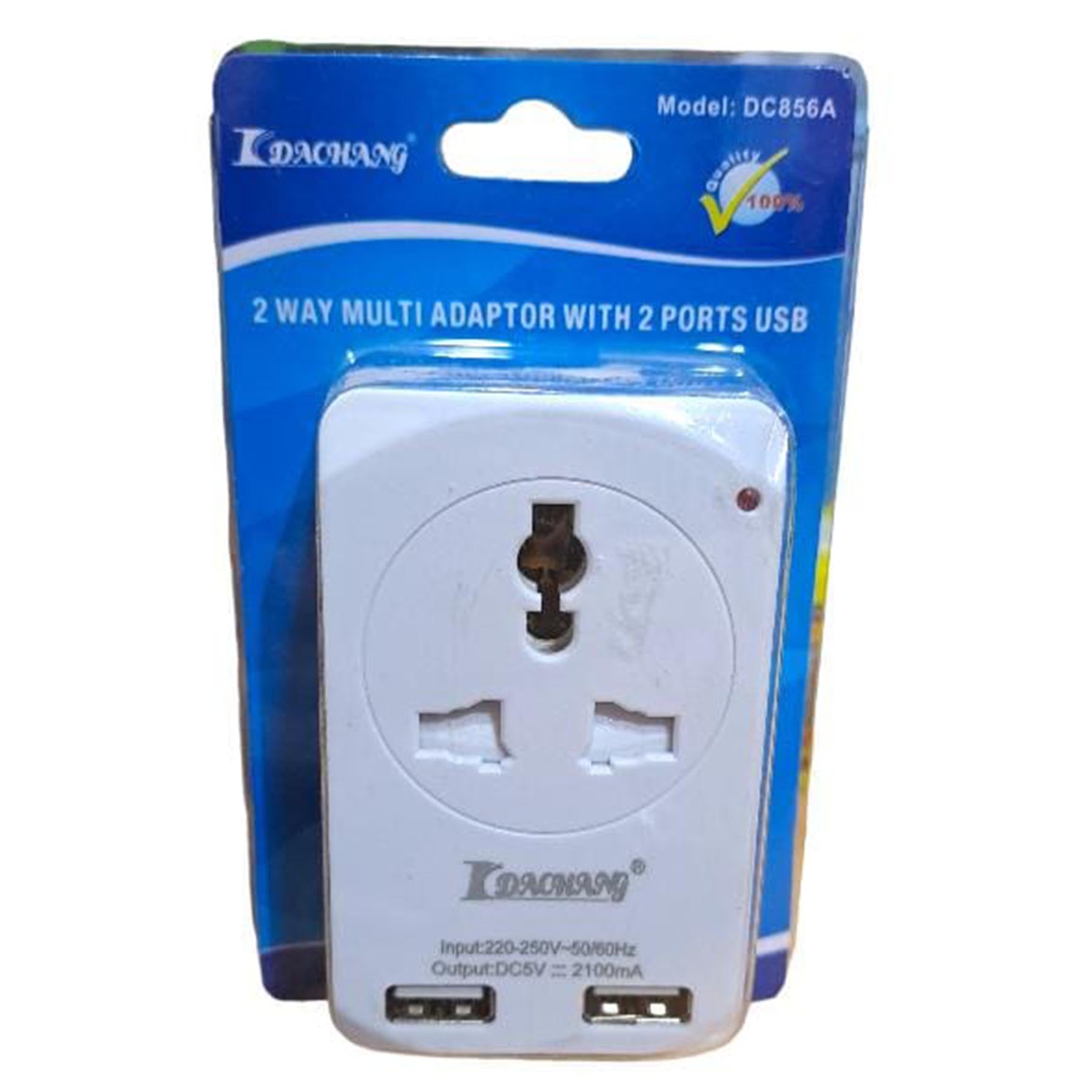 3 Sockets Plug & 2 USB , White Color