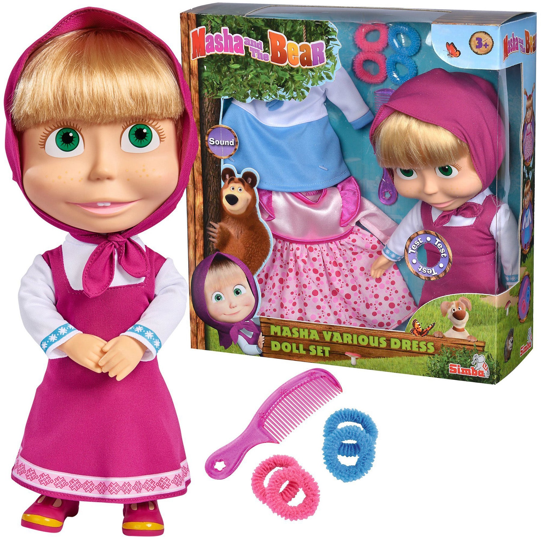 Masha doll with 2 extra dresses