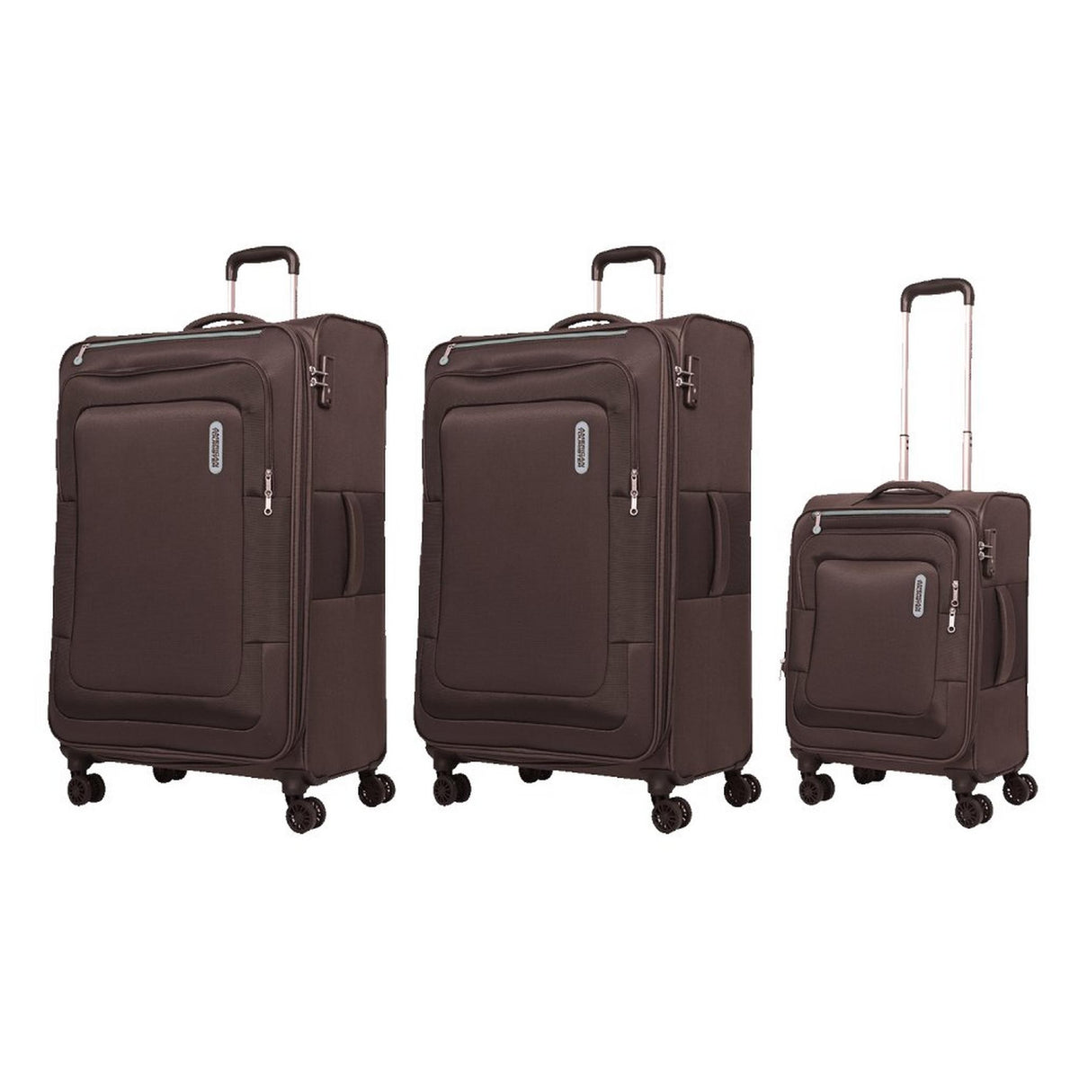 Duncan Soft Trolley Luggage Set of 3 - 83/68/55 cm - Brown