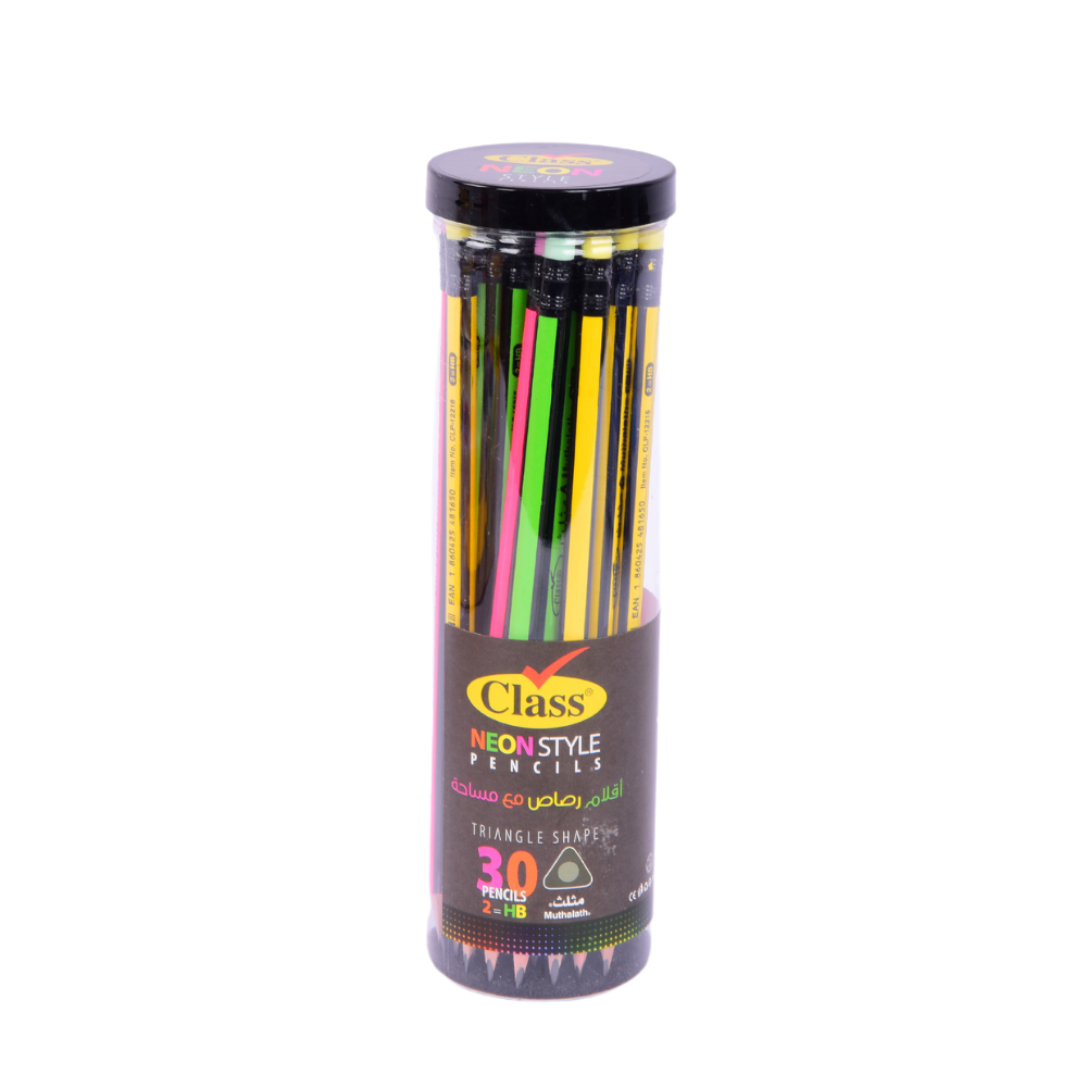 30pcs Neon pencils with rubber eraser