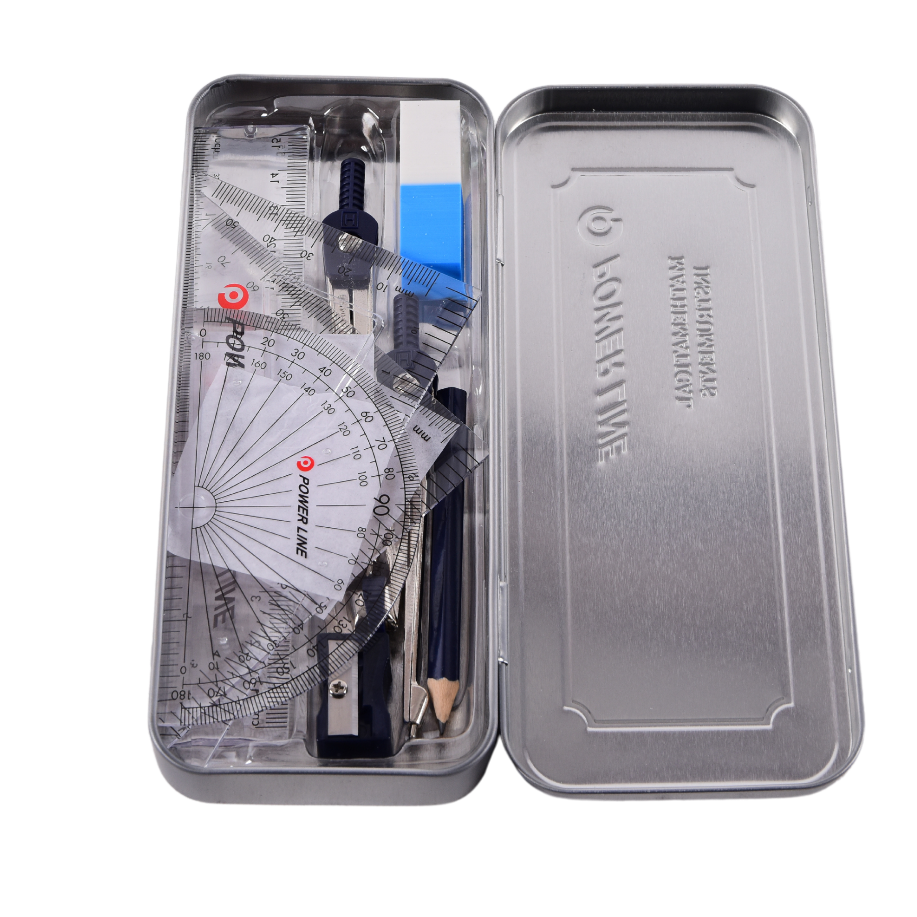 A box of geometry instruments
