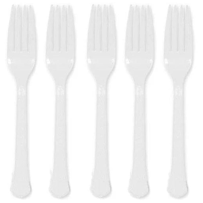 Hvy Weight Plastic Fork 24Pc - White