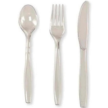 Hvy Weight Plastic Astd Cutlery 24Pc- White
