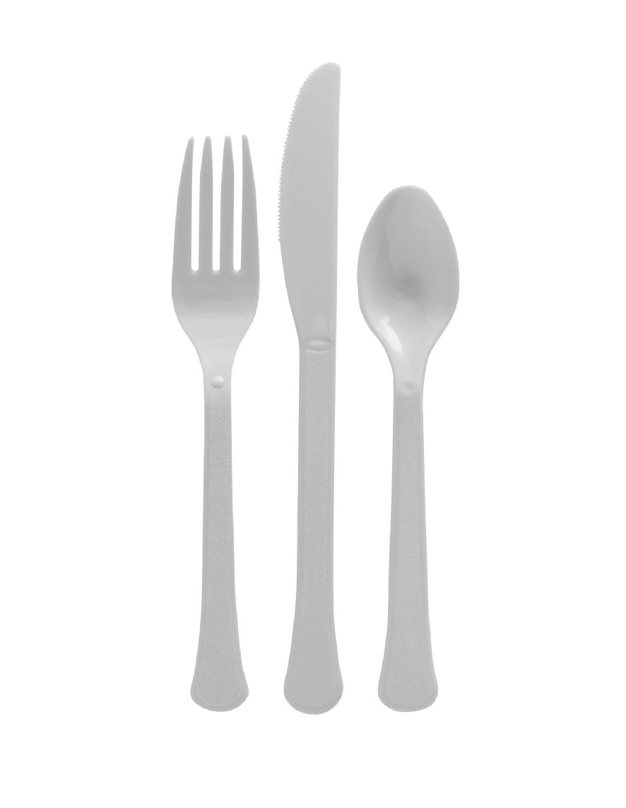 Havey Weight Plastic Astd Cutlery 24Pc - Silver