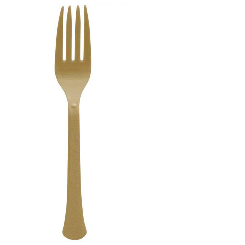Heavy Weight Plastic Forks 20 Pieces-Gold
