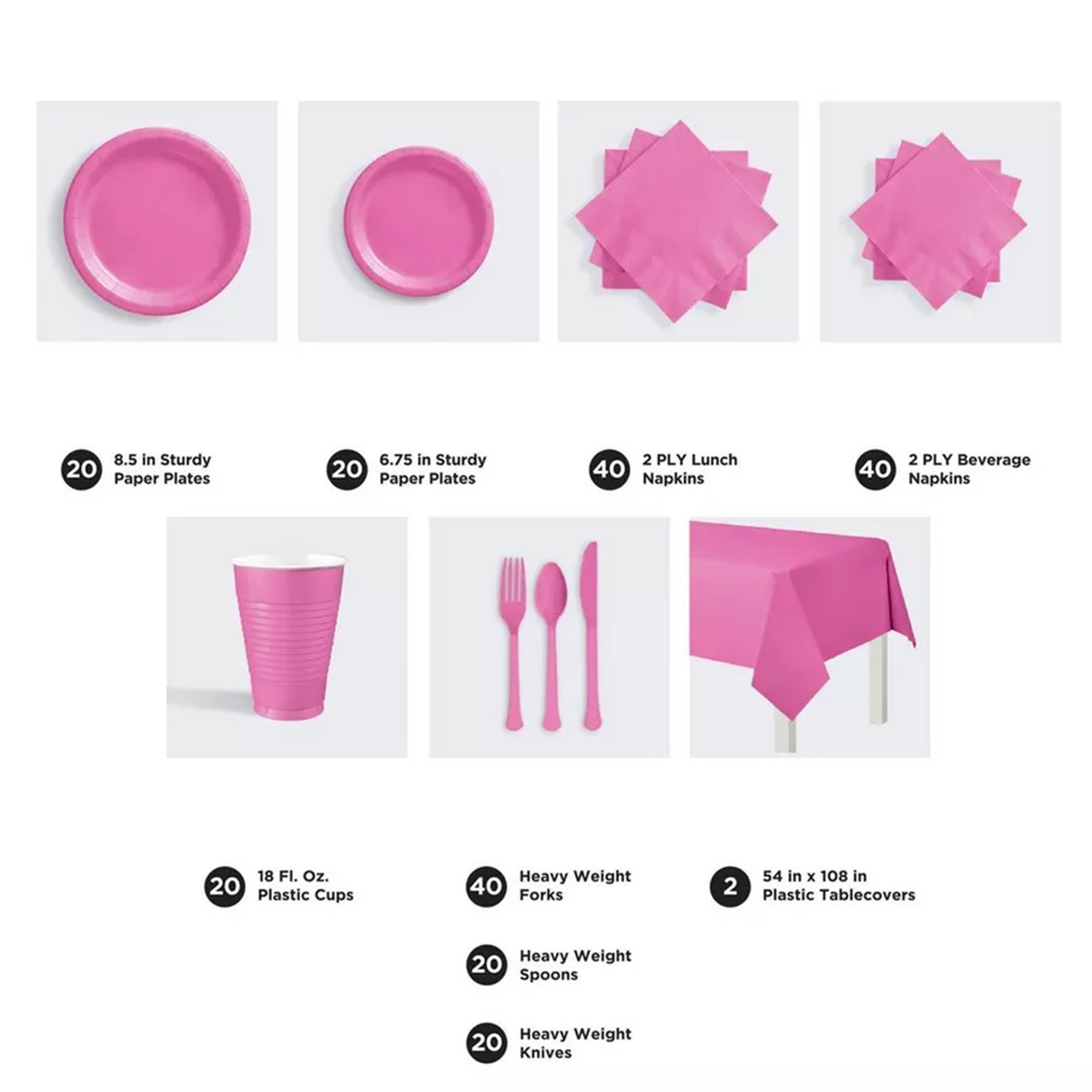 TABLEWARE KIT(20GUESTS) Bright pink