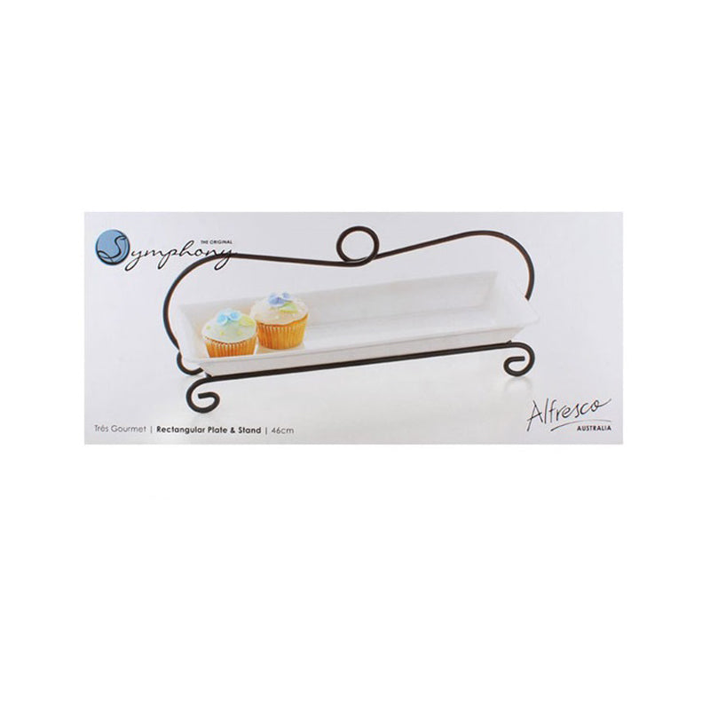 Symphony Elegant Rectangular Serving Dish With Rack-White