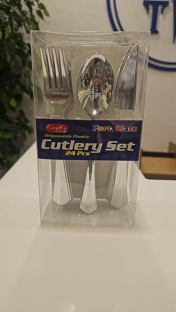 Excell Partymate Premium Stainless Steel Cutlery Set 24 Xl-Silver