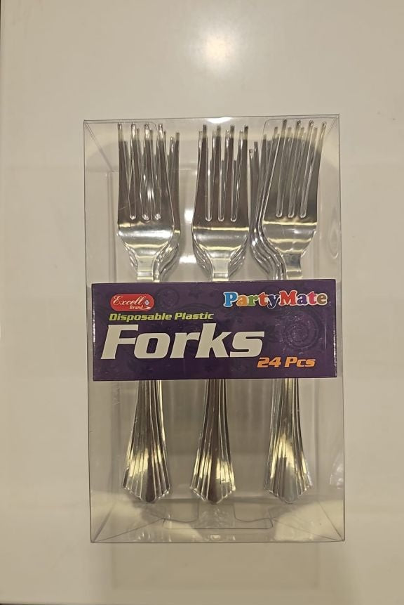 Excell Partymate Premium Stainless Steel Forks 24 Xl Silver-Silver