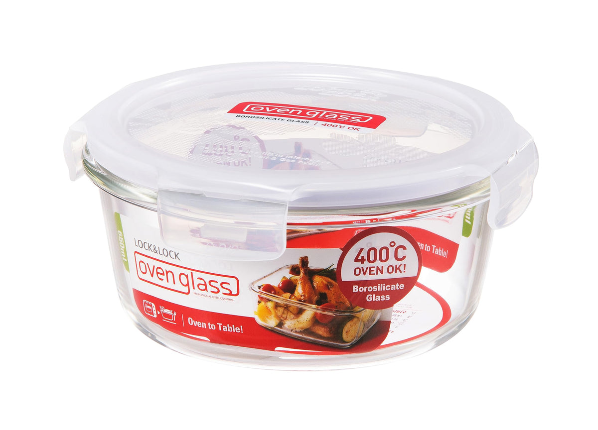Round oven container with lid
