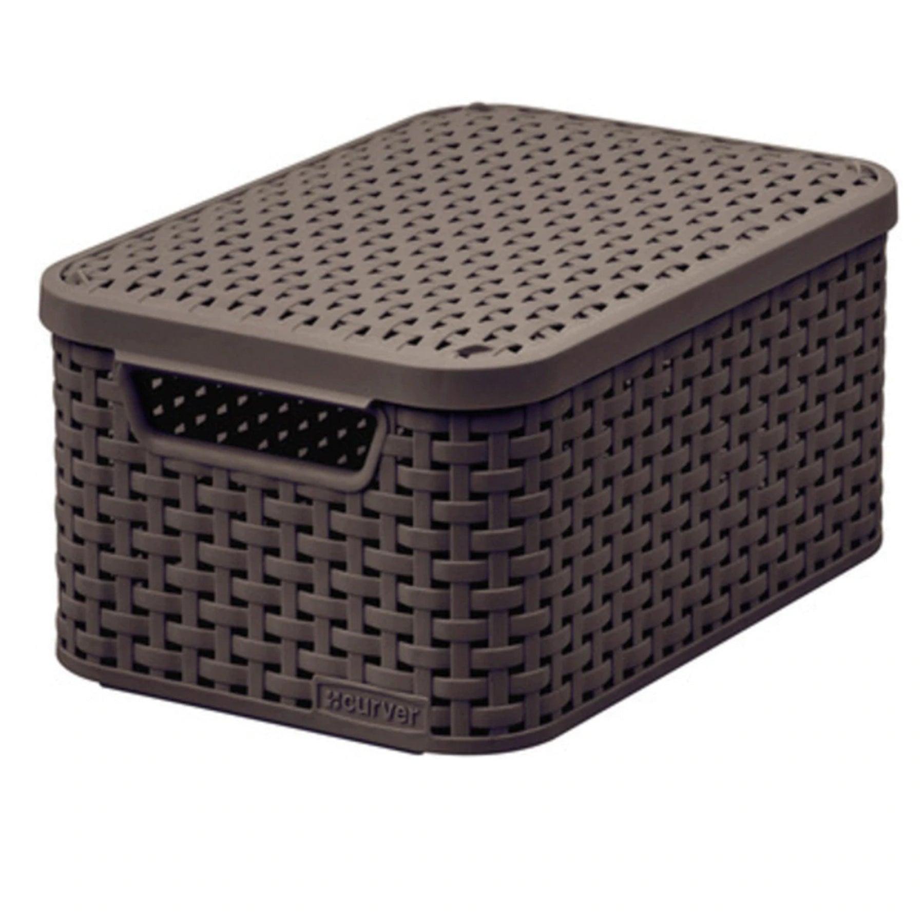 Storage basket with lid and handles - Brown