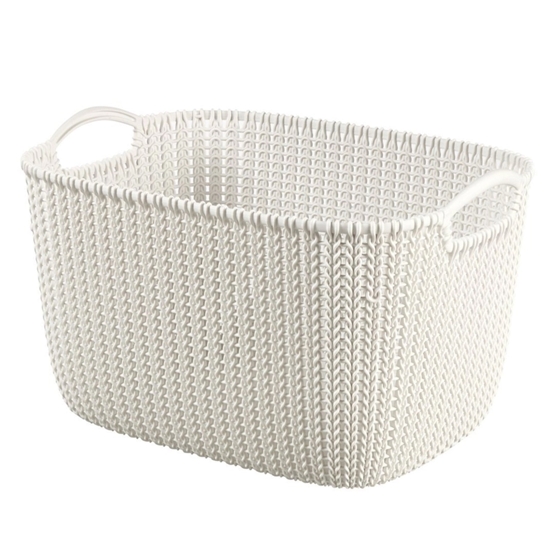 Knit rectangular basket - White