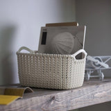 Knit rectangular basket - White