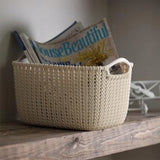 Knit rectangular basket - White