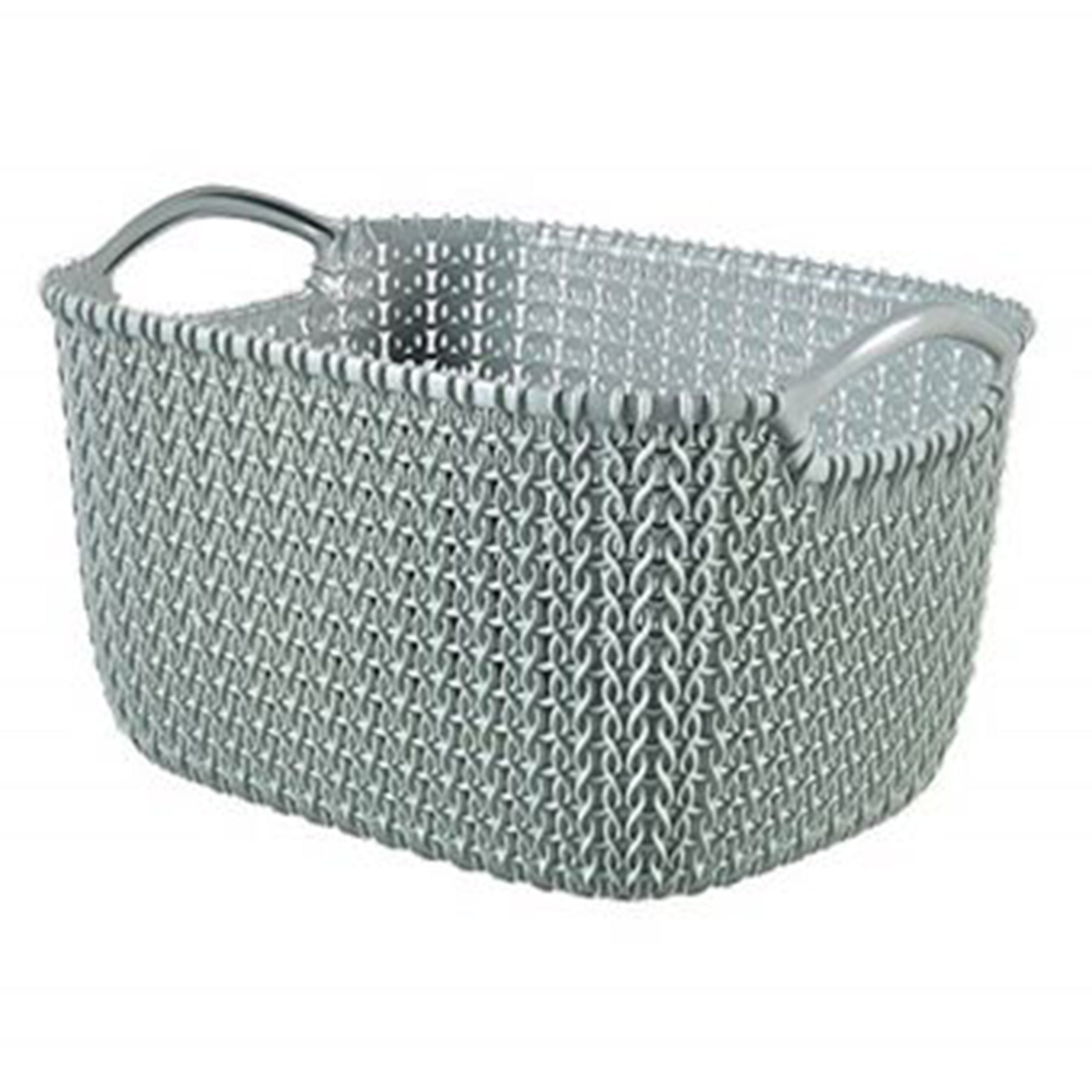 Knit rectangular basket - Blue