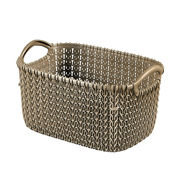 Knit rectangular basket - grey