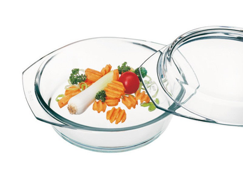 2 Pcs Round casserole with lid, Clear