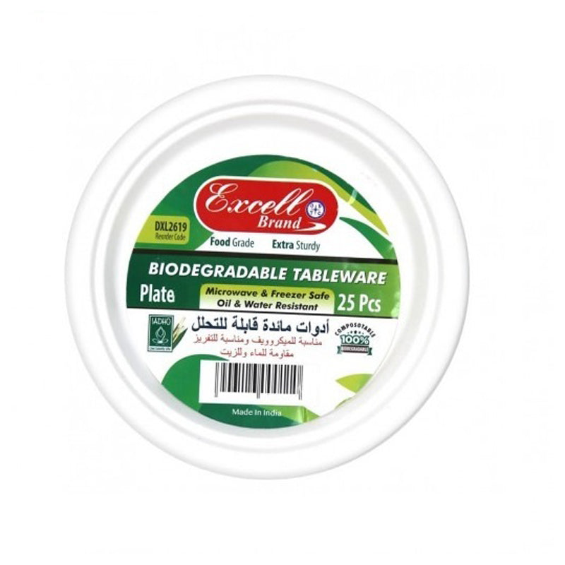 Excell Biodegradable Plate 7" 25'- White